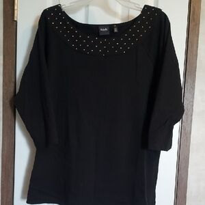 Rafaella Black Top with Gold Studded Neckline